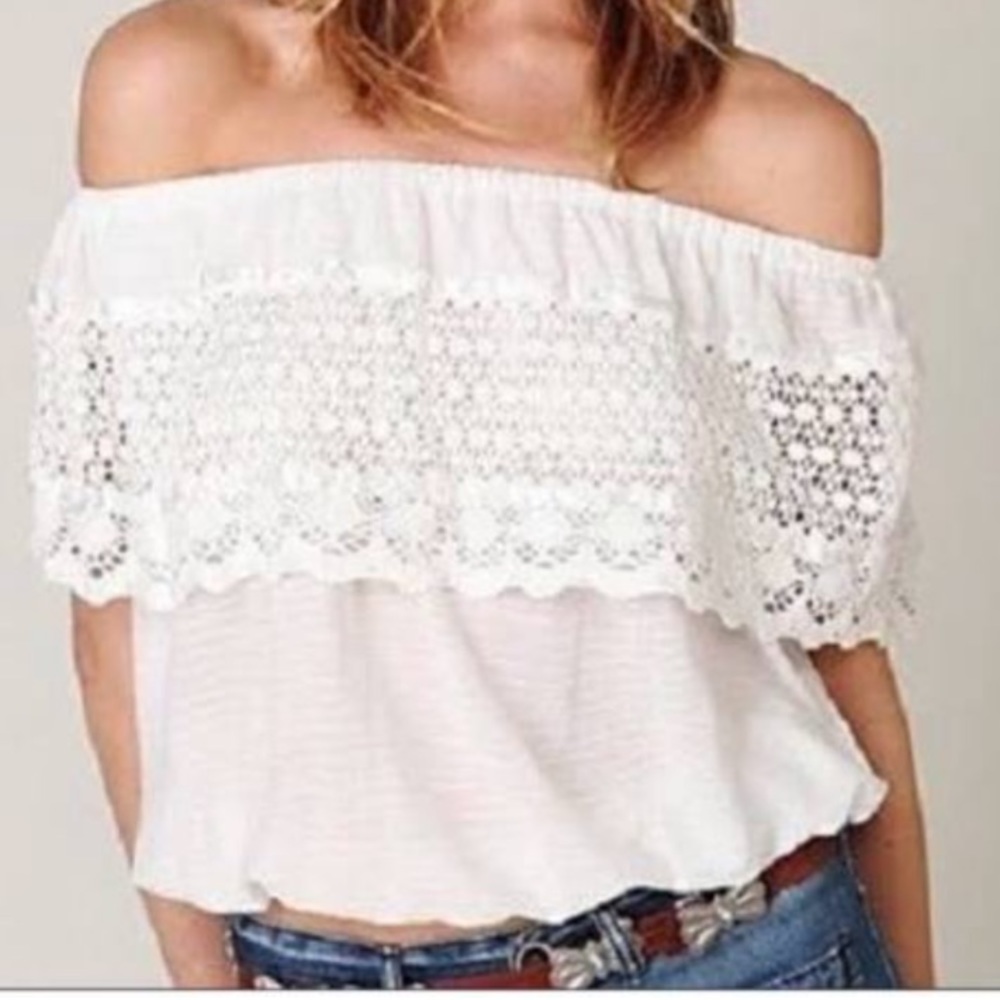 White off the shoulder “free people” top